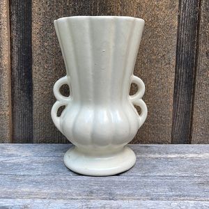McCoy USA Vase Double Handle Urn Planter Off White Vintage Art Deco Style